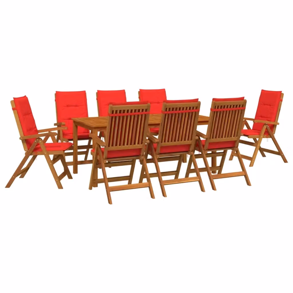 Set da pranzo da giardino vidaXL in legno di acacia naturale per 8 persone con cuscini rimovibili – 2