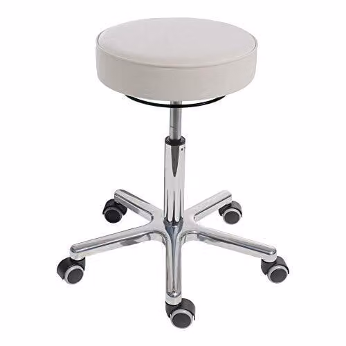 STIER Sgabello girevole con doppie rotelle, altezza seduta regolabile 540-720 mm, imbottitura spessa, rivestimento resistente in ecopelle, bianco
