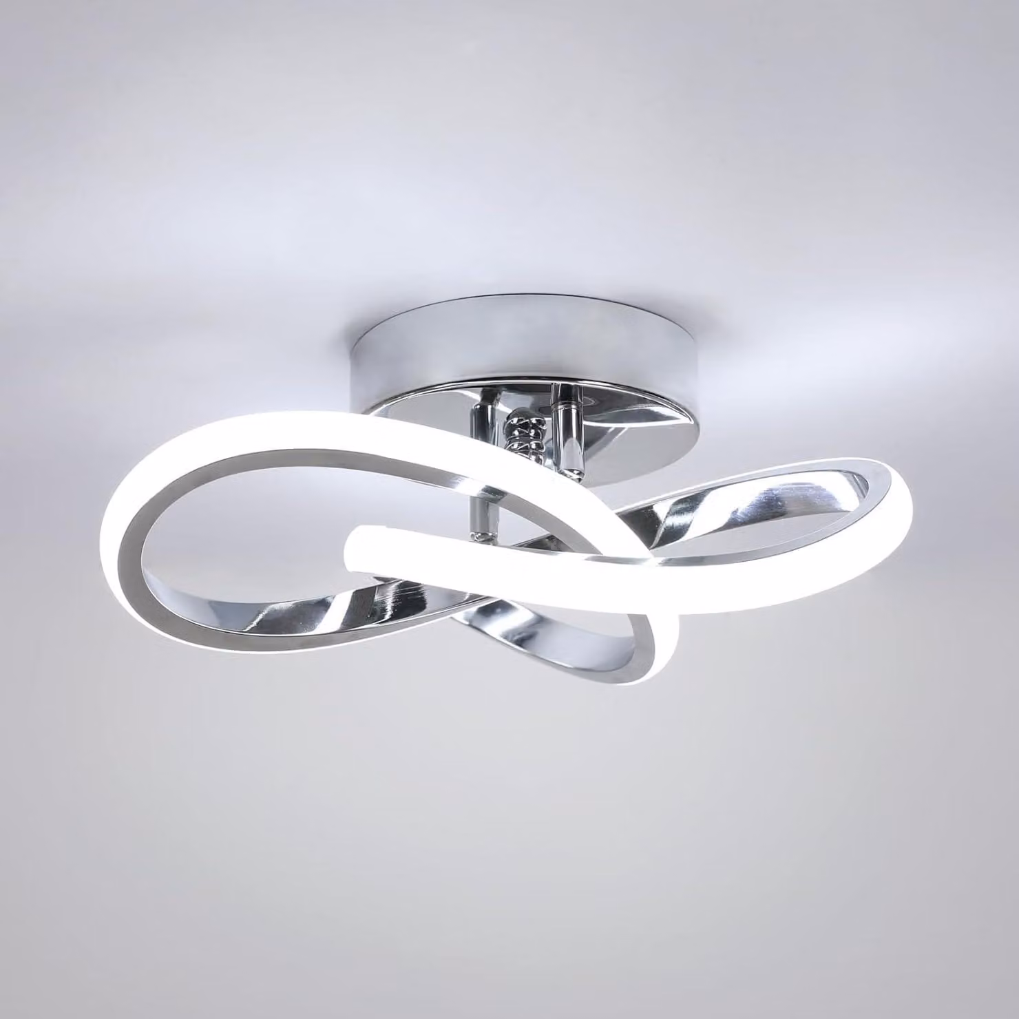 Comely, plafoniera a LED moderna, 22W, 2500 lumen, finitura cromata, luce bianca fredda (6500K)