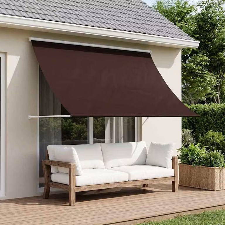 vidaXL Tenda da Sole Marrone con Bracci Pieghevoli L: 400 cm, P: 150 cm