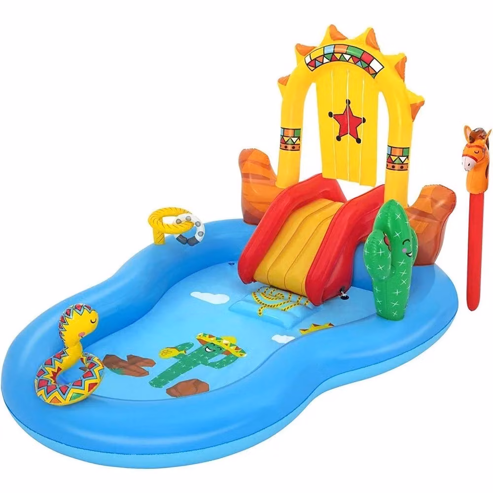 Play Center Piscina Gonfiabile per Bambini Selvaggio West Outsunny Multicolore con Scivolo e Spruzzatore L/P/H: 264 x 188 x 140 cm – 2