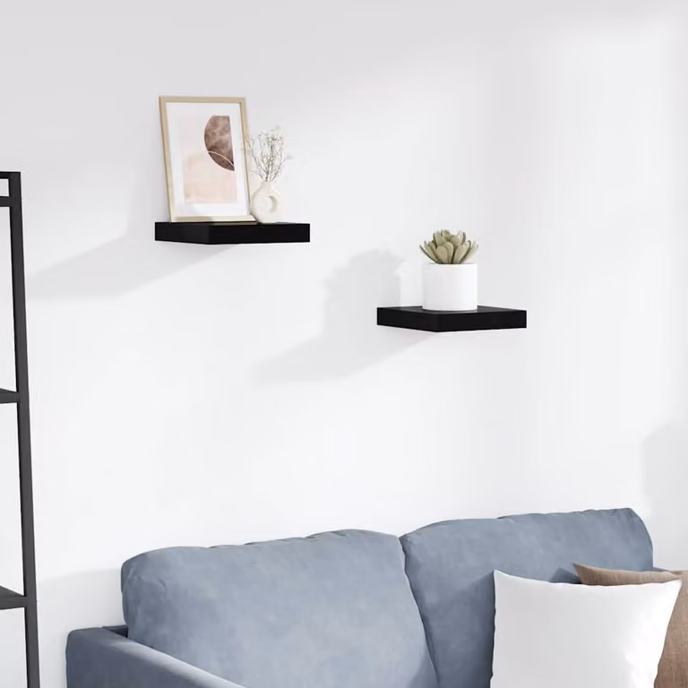 Set di 2 Scaffali a Parete vidaXL in MDF Nero Lucido L: 23 cm, P: 23,5 cm, H: 3,8 cm