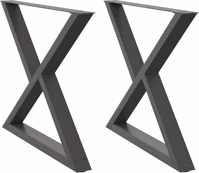 Coppia di gambe per tavolo da pranzo vidaXL in metallo antracite con altezza regolabile, design moderno a X