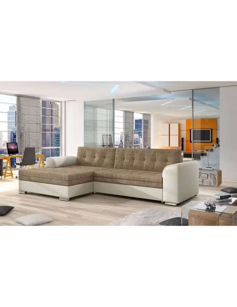 Divano angolare convertibile MEUBLORAMA con funzione letto, 4 posti, beige, angolo sinistro, L/P/H: 274 x 165 x 78 cm – 2