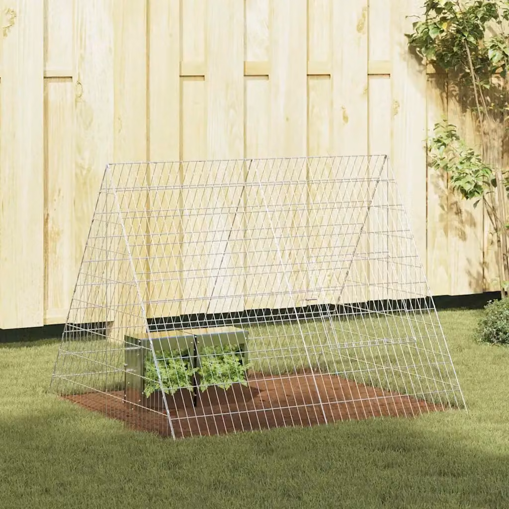 Gabbia per conigli vidaXL in acciaio zincato argento L: 110 cm, P: 100 cm, H: 85 cm
