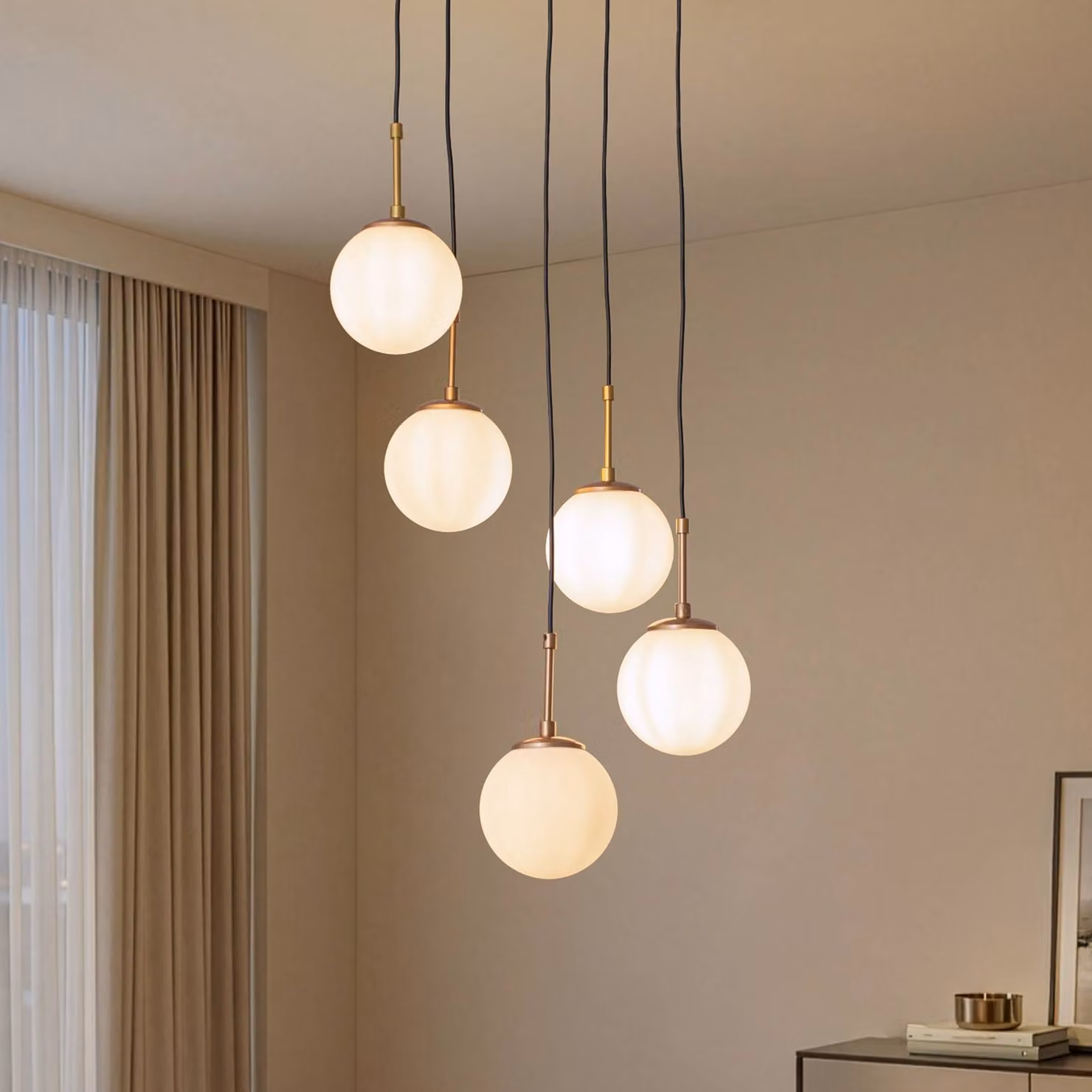 Lampada a sospensione in vetro Opviq, dimmerabile, Bianco / Opale, Soggiorno / Sala da pranzo, Vetro, Lampada a sospensione