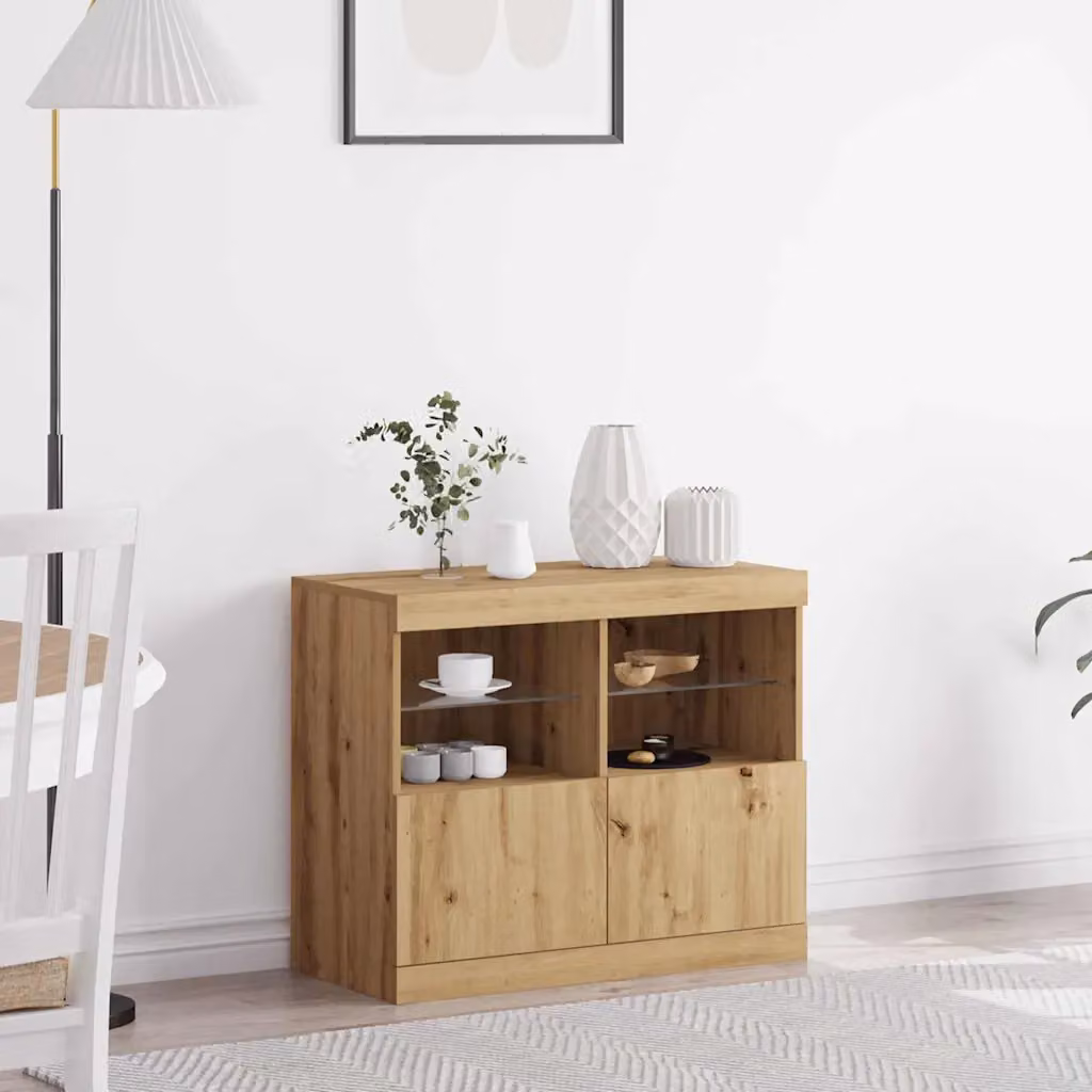 Madia moderna vidaXL in legno ingegnerizzato marrone con illuminazione LED integrata L/P/H: 81 x 37 x 66,5 cm
