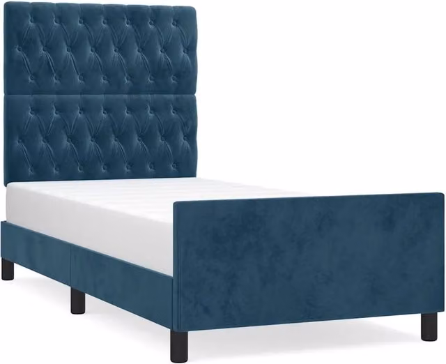 Letto singolo | Letto per adulti | Giroletto senza Materasso Blu Scuro 100x200 cm in Velluto