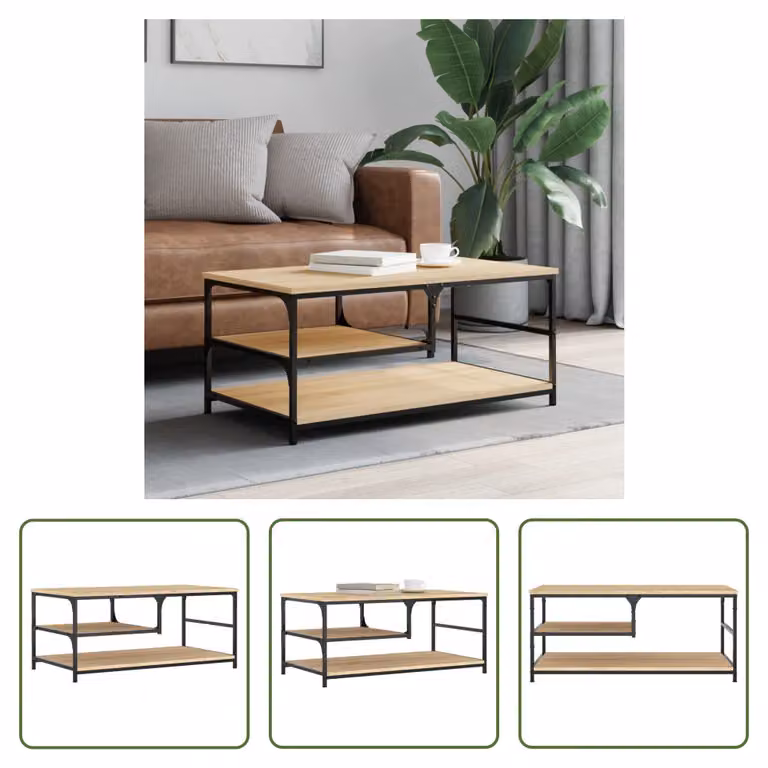 The Living Store tavolino in rovere Sonoma 90x49x40 cm materiale a base di legno