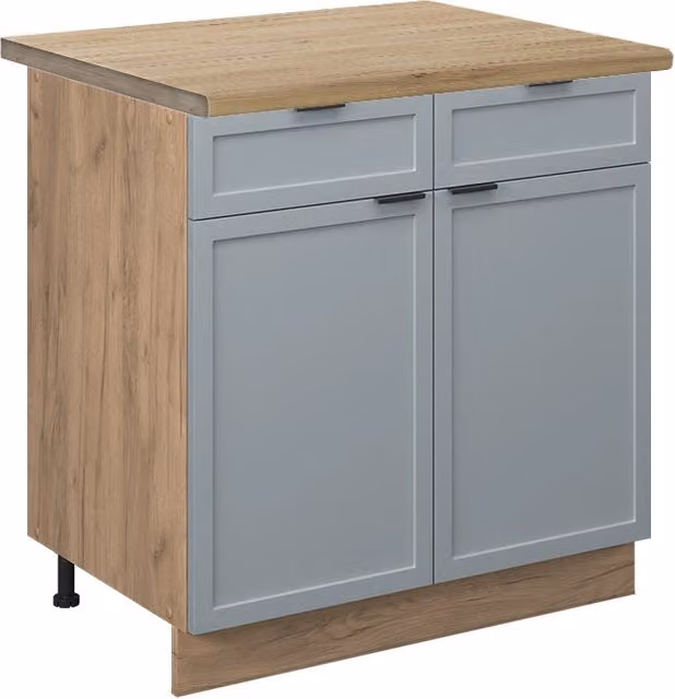 Mobiletto base per cucina Fame-Line Blu-grigio chiaro/Rovere dorato 80 cm, PL Rovere Vicco