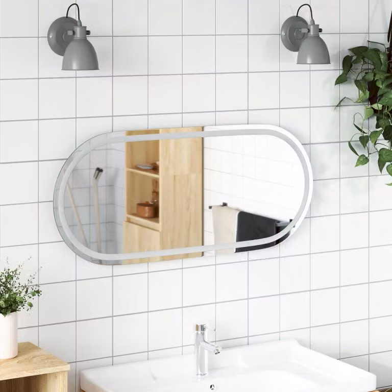 Specchio da bagno moderno vidaXL con illuminazione LED in vetro temperato, L 100 cm x P 45 cm