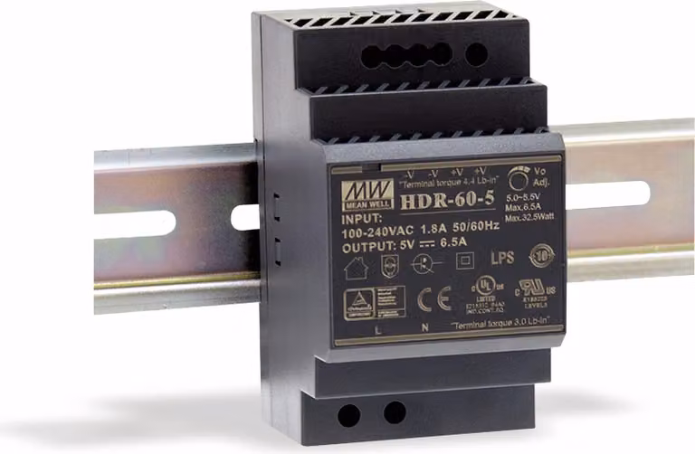 Alimentatore switching per guida DIN MEAN WELL HDR-60-15, 15 V-/4 A