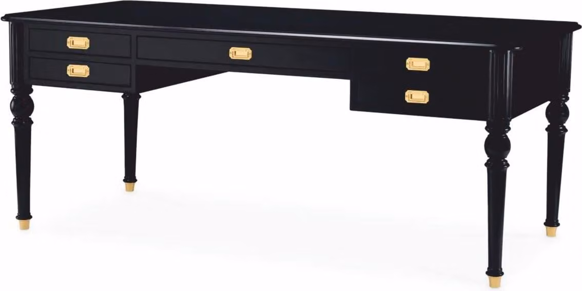 Casa Padrino scrivania barocca nero/ottone 185 cm - Mobili da ufficio barocchi