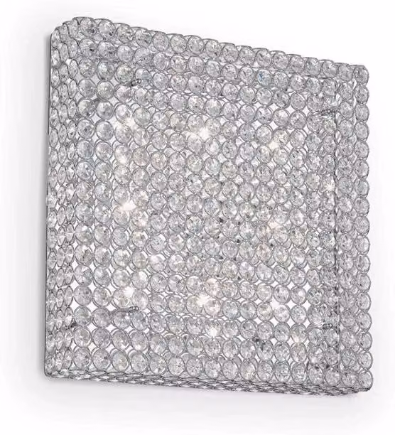 Lampada da soffitto Admiral Ideal Lux con 8 luci in metallo oro e cristalli trasparenti