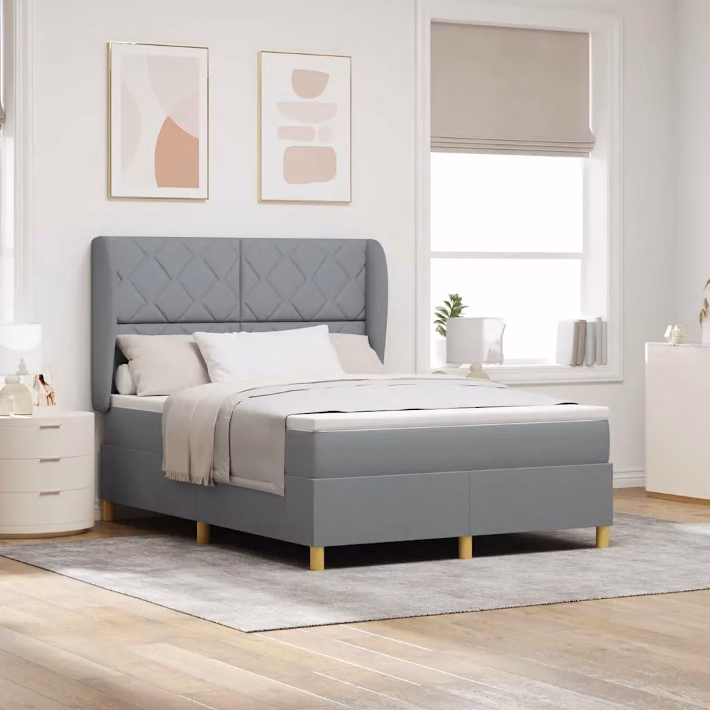 Letto ibrido con testiera vidaXL in tessuto grigio L: 160 cm, P: 200 cm