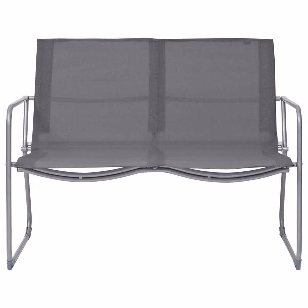Set Divano da Giardino 4 pz in Tessuto e Acciaio Grigio