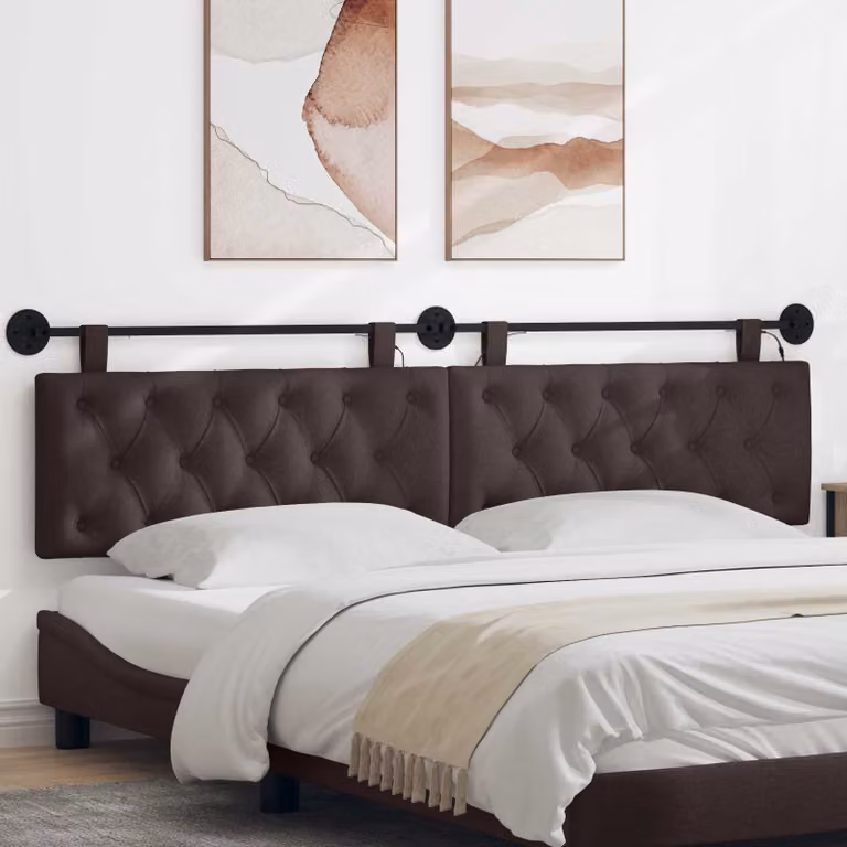 Testiera sospesa vidaXL con luce LED integrata in tessuto marrone scuro