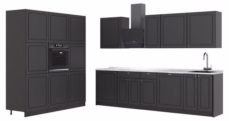 Cucina componibile Vicco Fame-Line Oro-antracite rustico/Antracite 460 cm, PL Marmo, Model 63754