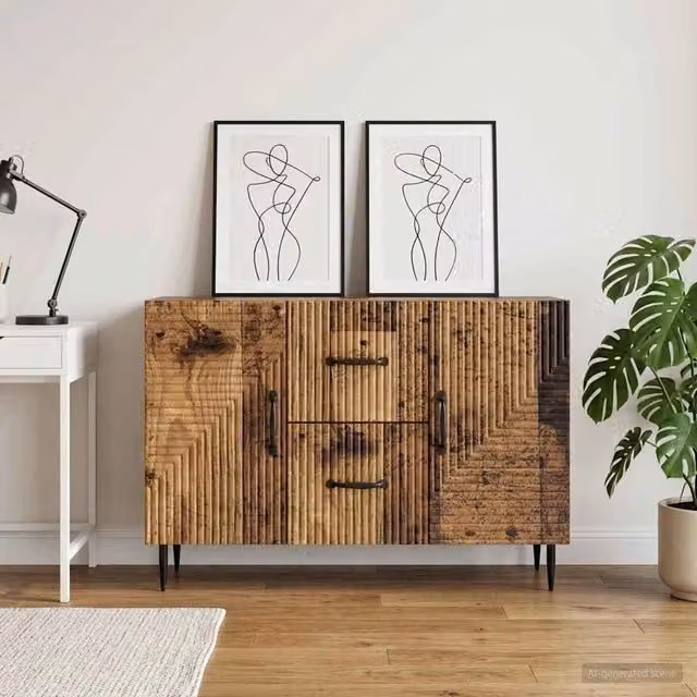 Credenza mid century vidaXL in legno MDF marrone L: 89 cm, P: 34,5 cm, H: 60 cm