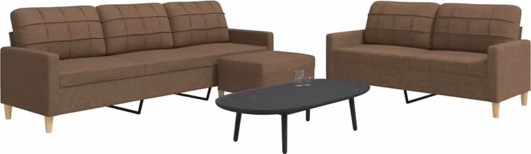 Maison Exclusive - Set divano a 3 pezzi con poggiapiedi, tessuto marrone