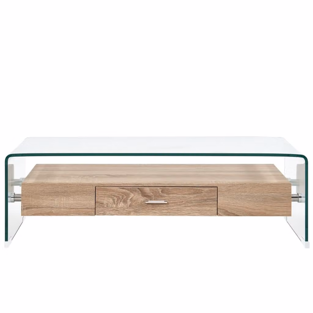 Tavolino da Salotto Trasparente 98x45x31 cm in Vetro Temperato