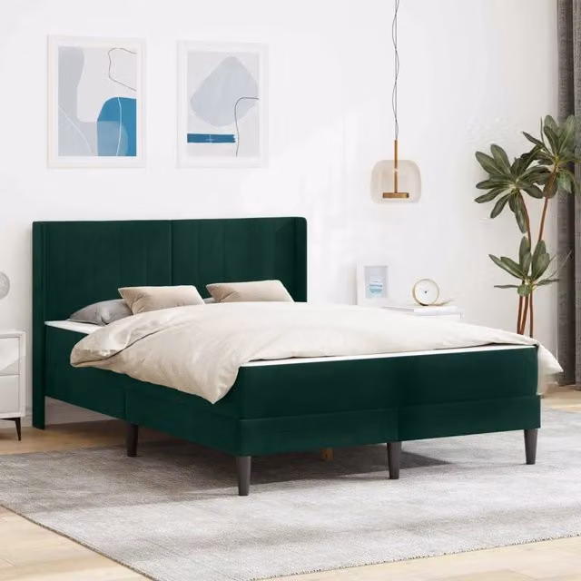 Struttura letto con materasso Verde Scuro 140 x 190 cm Velluto 3414863