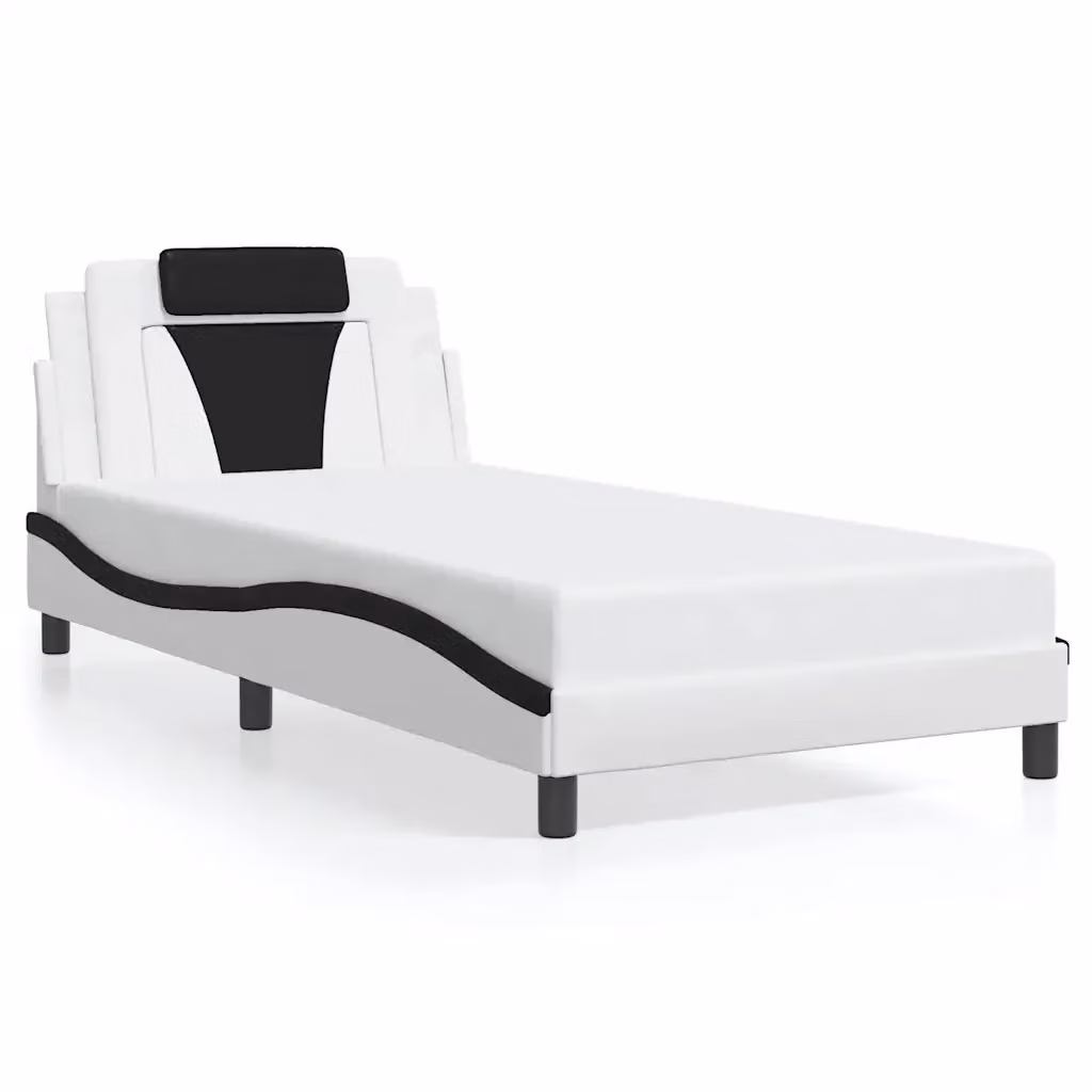 vidaXL Giroletto Viana senza Materasso in Similpelle Nero e Bianco 100x200 cm – 2