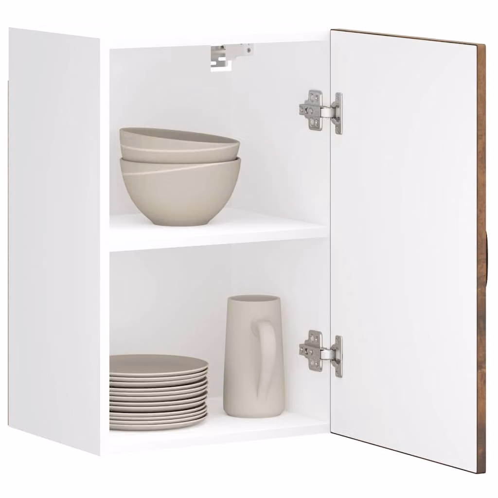 Pensile da cucina moderno vidaXL Kalmar in legno e MDF, bianco e marrone, L: 60 cm, H: 31 cm, P: 40 cm