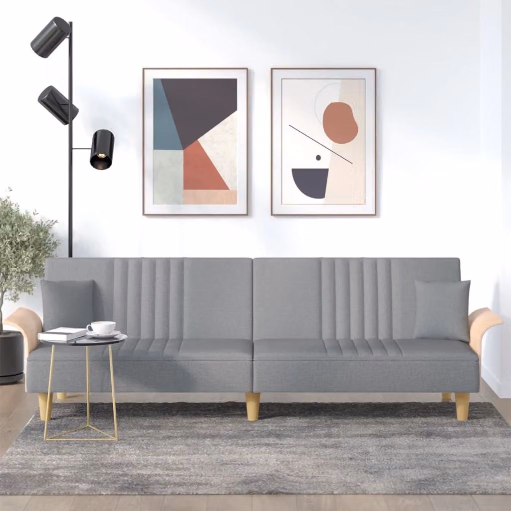 vidaXL Divano Letto Moderno con Braccioli in Tessuto Grigio