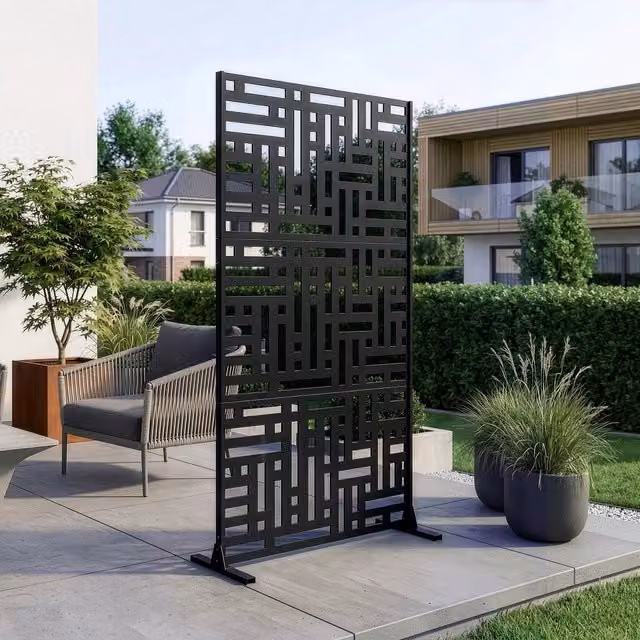 Pannello Divisorio Bernalda casa.pro in Acciaio Traforato Nero H: 180 cm, L: 90 cm, P: 40 cm – 1