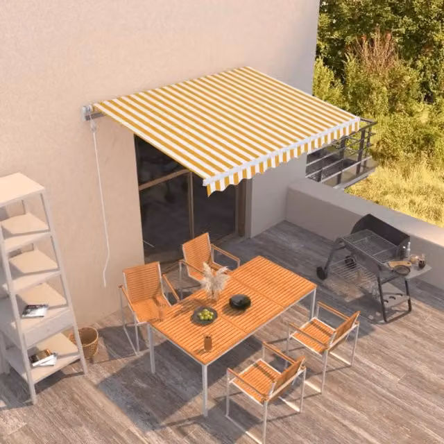 Tenda da Sole Retrattile Automatica 350x250 cm Gialla e Bianca 3068888
