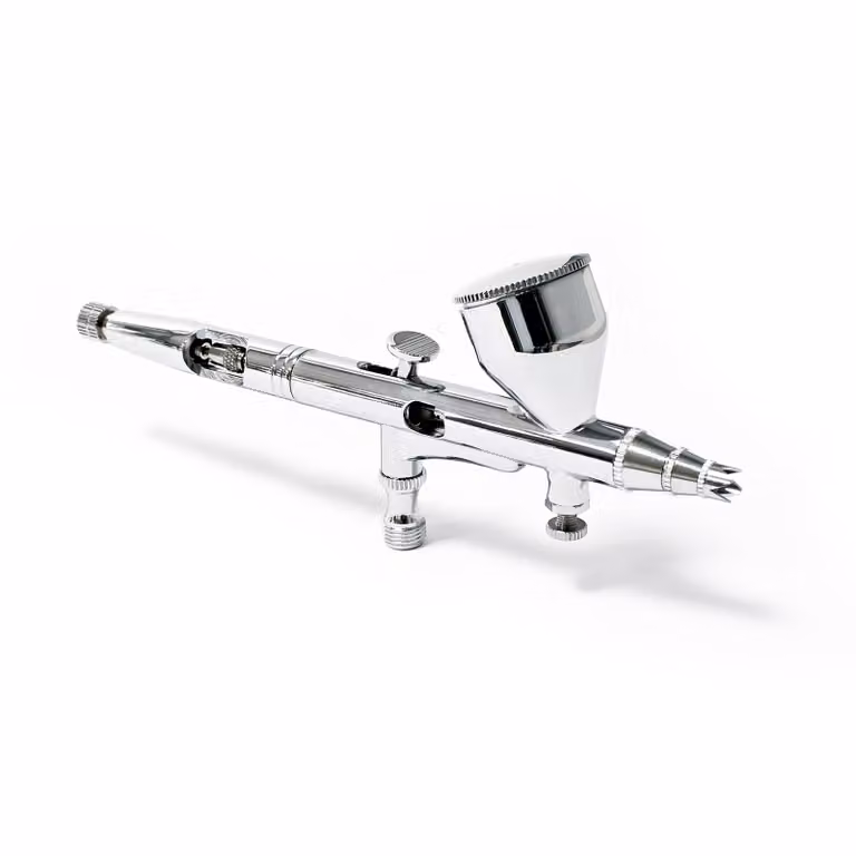 Pistola ad aerografo Wiltec tipo 180 con funzione a doppia azione, ugello Ø 0,3 mm, 1 tazza di colore, adattatore per modellismo, nail art ecc.