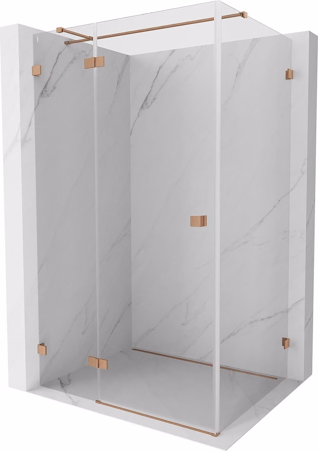 Mexen Lunar T cabina doccia battente sinistra 75 x 100 cm, trasparente, rame spazzolato - 834T-075-100-65-00-L