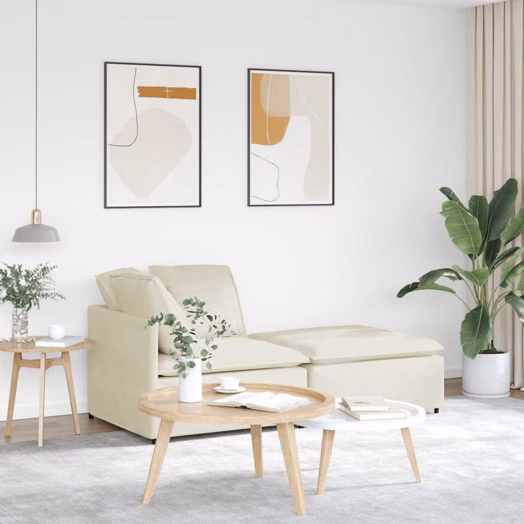 vidaXL Divano Angolare Reversibile in Velluto Beige con Cuscini e Struttura in Metallo