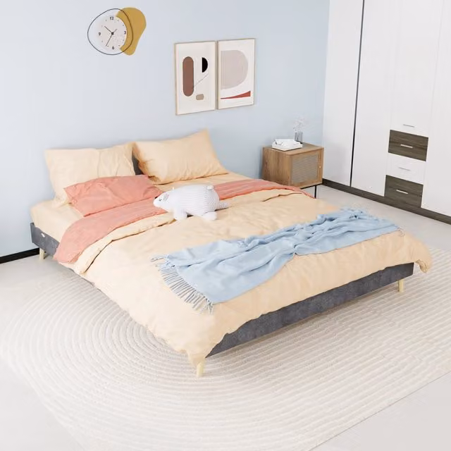 letto tela e metallo grigio 160 x 200 cm