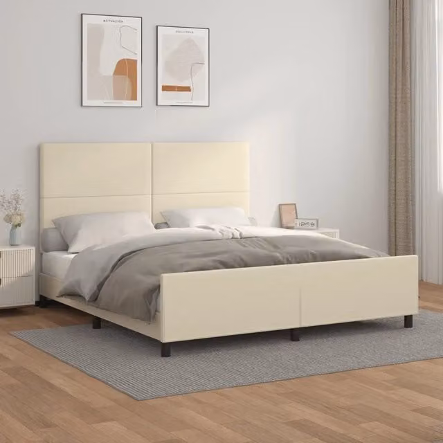Giroletto con Testiera Crema 180x200 cm in Similpelle 3125465