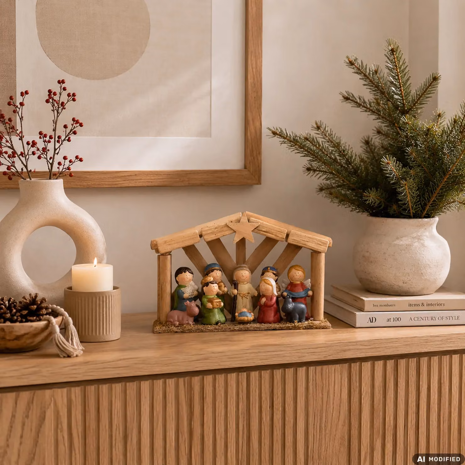 Presepe Natività Vestiamo Casa con 10 Statuette in MDF e Poliresina, Decorazione Natalizia Multicolore, Altezza: 22 cm – 2