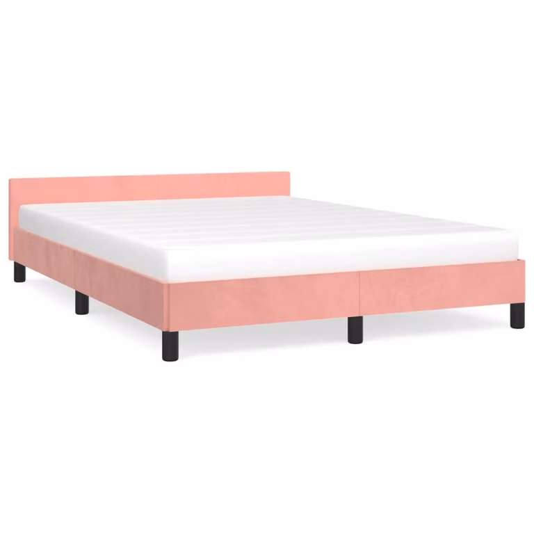 Giroletto con Testiera senza Materasso Rosa 140x190 cm Velluto