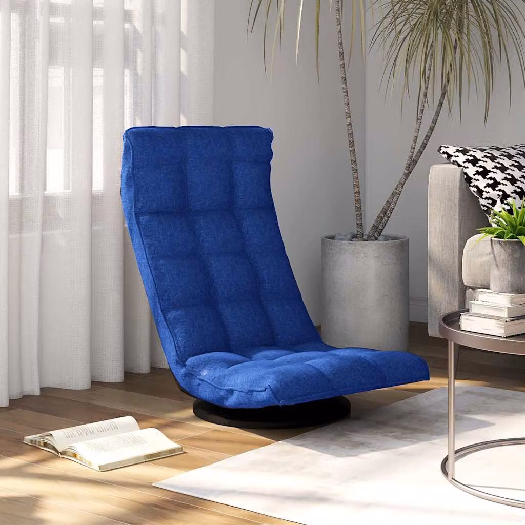 vidaXL Sedia da Pavimento Girevole 360 Gradi in Tessuto Blu con Struttura in Metallo e Plastica