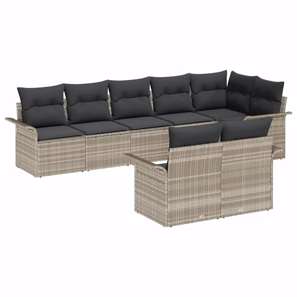 Set Divano da Giardino vidaXL 8 Pezzi in Polyrattan Grigio con Cuscini e Struttura in Acciaio – 2