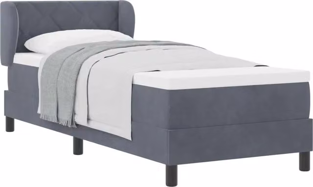 Letto singolo | Letto per adulti | Letto a molle con testiera Grigio scuro 80 x 200 cm Velluto