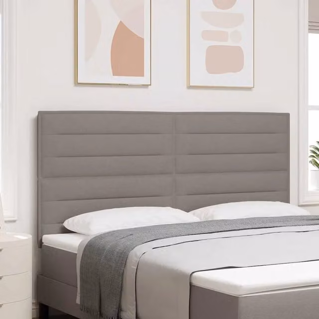 Testiera Talpa vidaXL in tessuto beige o grigio con struttura in legno e pino, stile moderno per la tua camera da letto, L: 180 cm, H: 128 cm, P: 7 cm