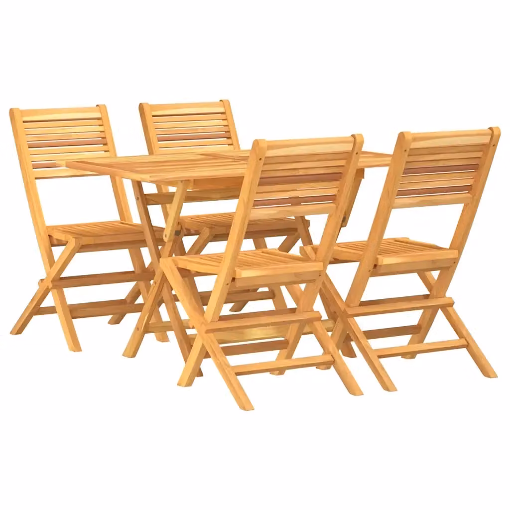 Set da pranzo per giardino vidaXL in legno di teak marrone composto da 5 pezzi con tavolo rettangolare e sedie L/P/H: 120 x 70 x 75 cm – 2
