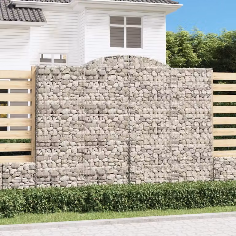 Set di 7 Cesti Gabbioni ad Arco vidaXL in Acciaio Zincato Grigio L: 300 cm, P: 50 cm, H: 220/240 cm