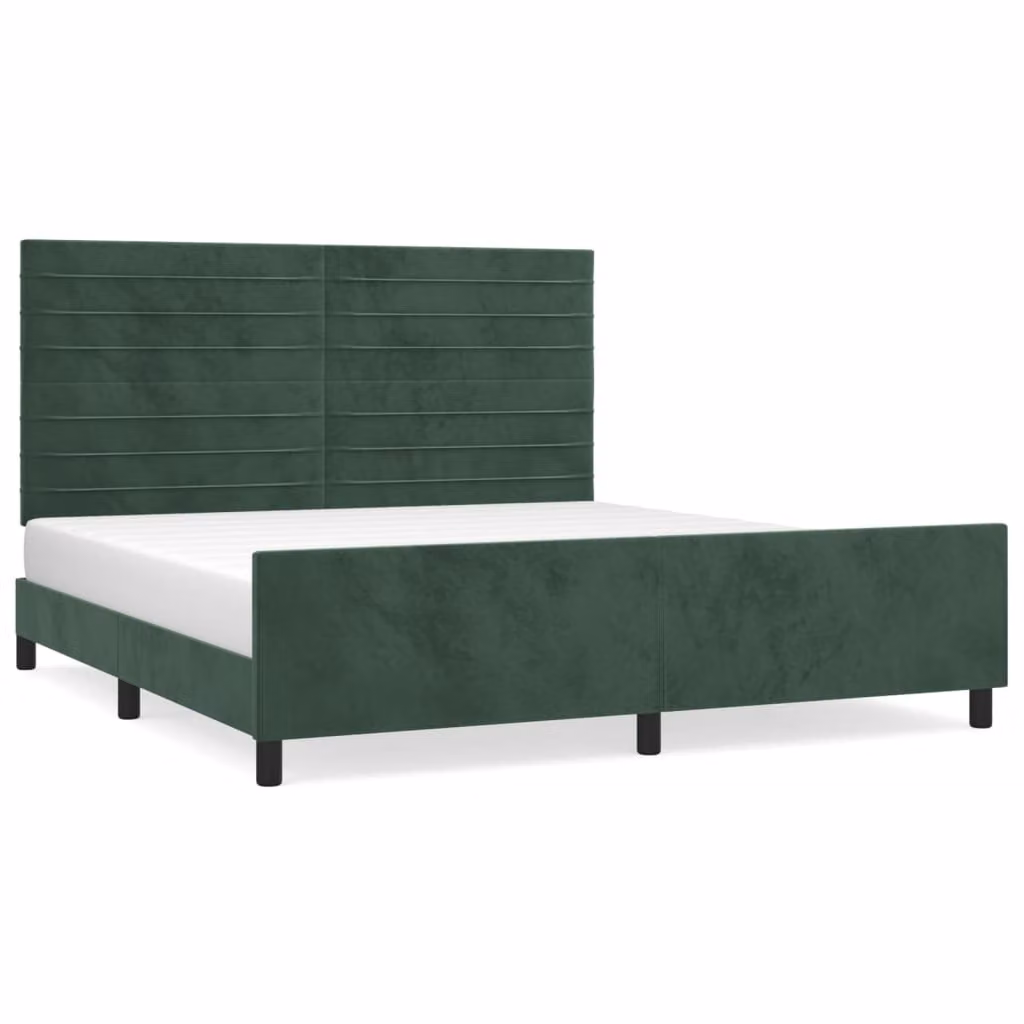 Giroletto senza Materasso Verde Scuro 160x200 cm in Velluto