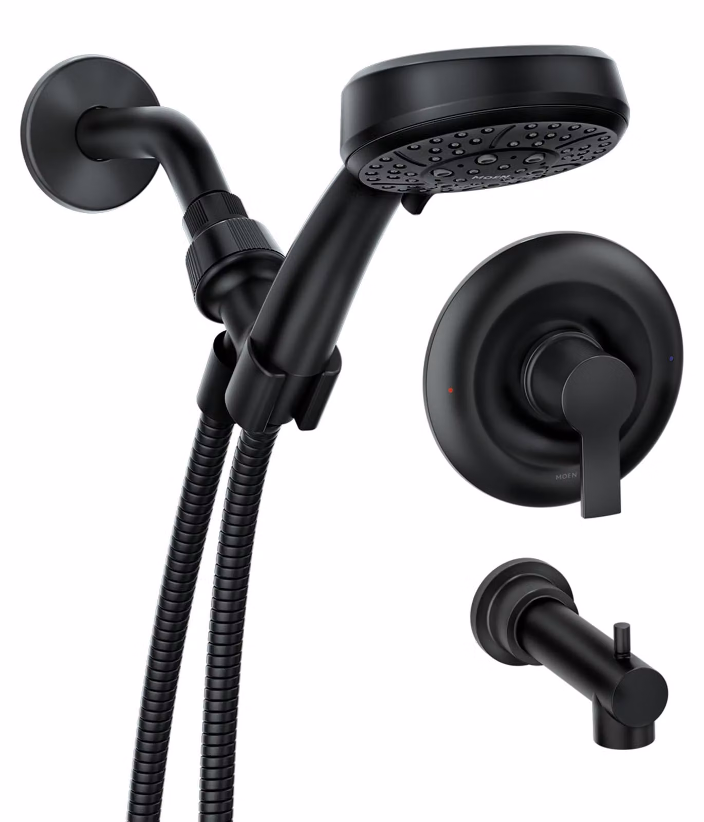 Rubinetto/valvola per bagno/doccia monocomando con doccetta, finitura nera opaca