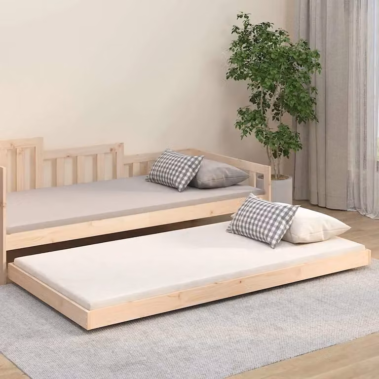 vidaXL Giroletto in legno massello di pino marrone con doghe fisse, L/P/H: 203.5 x 100 x 13 cm