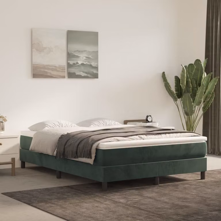 The Living Store Materasso a molle insacchettate verde scuro 140x200x20 cm in velluto