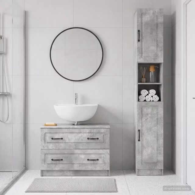 Set di Armadi da Bagno da 2 Pezzi UTRECHT Grigio Cemento 3417570