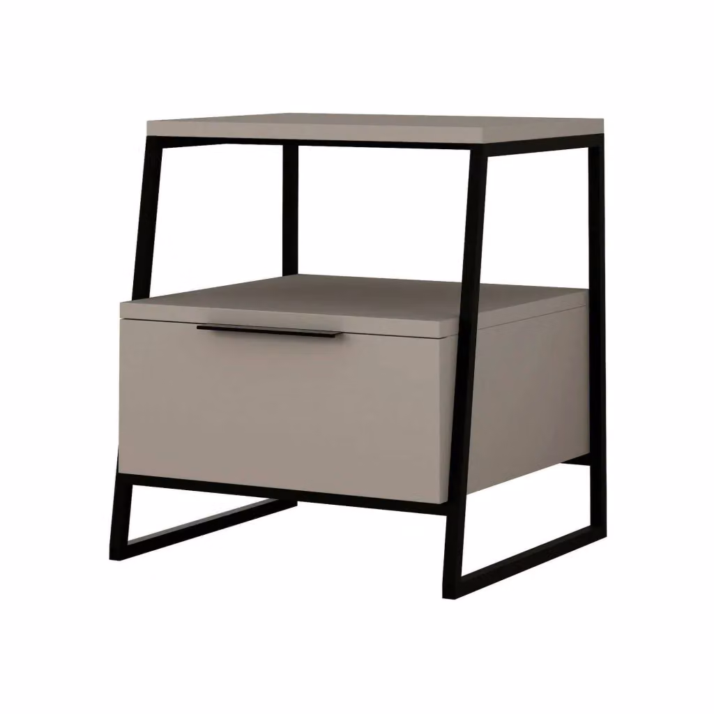 Comodino Alonso DMORA, Comò basso e Tavolino da notte moderno in MDF, Colore Beige/Grigio, L: 45 cm, H: 50 cm, P: 40 cm – 2
